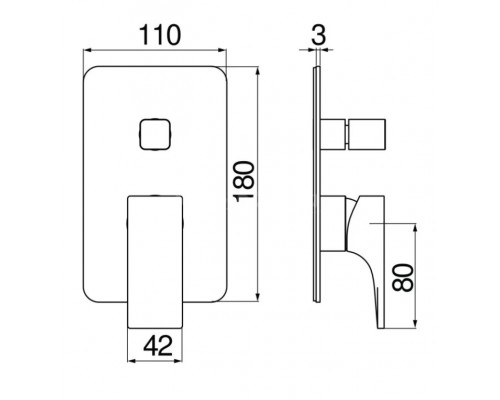 SE124100BM SEVEN смеситель для ванны (внешняя и скрытая часть) матовый черный SE124100BM
