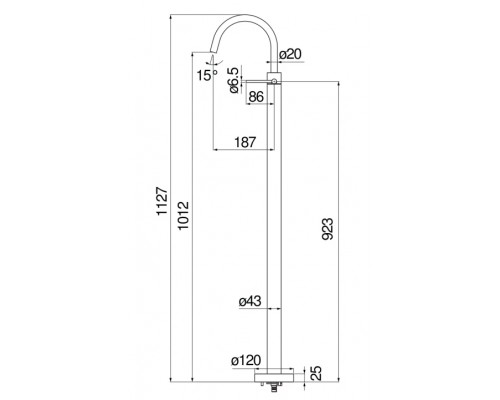 VE125189/3CR VELIS смеситель для раковины напольный VE125189/3CR