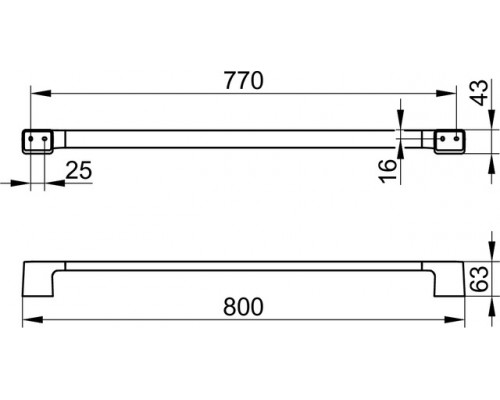 14601010800 AVENO Полотенцедержатель 800 мм с клеевым комплектом, хром 14601010800