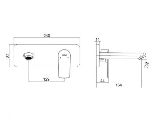 102167620EX-K LIA смеситель для раковины настенный (внешняя часть) 102167620EX-K