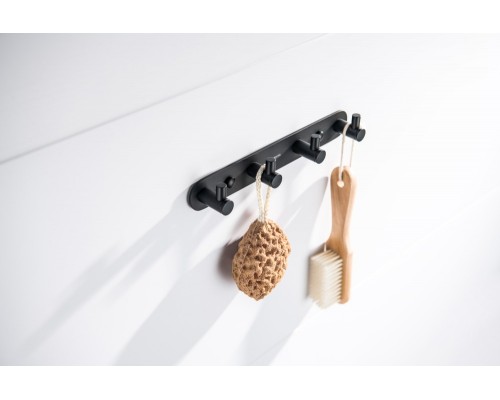 AQ4123MB ЕВРОПА планка с 4 крючками, матовый черный AQ4123MB