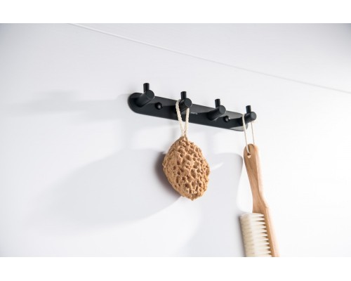 AQ4123MB ЕВРОПА планка с 4 крючками, матовый черный AQ4123MB