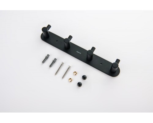 AQ4123MB ЕВРОПА планка с 4 крючками, матовый черный AQ4123MB