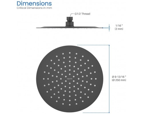 AQ2073MB круглый верхний душ 2502 мм, матовый черный AQ2073MB