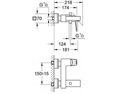 23140000 Eurocube Cube Смеситель для ванны с душем, хром 23140000