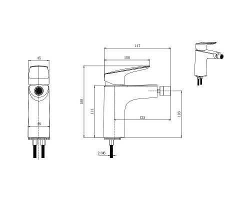 AQ1018MB ВЕГА смеситель для биде, матовый черный AQ1018MB