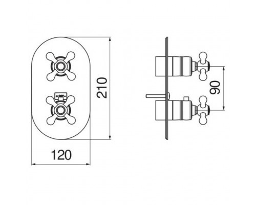 GRC5102BR GRAZIA термастатический смеситель на 2 потребителя (внешняя часть), бронза GRC5102BR