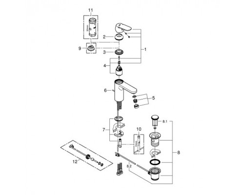 23325000 Eurosmart Cosmopolitan Смеситель для раковины, с донным клапаном, средний излив, хром 23325000
