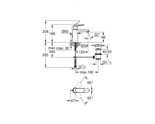 23325000 Eurosmart Cosmopolitan Смеситель для раковины, с донным клапаном, средний излив, хром 23325000
