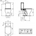 T008701 TESI AquaBlade® Напольный унитаз для монтажа с бачком, горизонтальный выпуск, глубокий смыв, сидение и крышка заказывается доп, с крепежом T008701