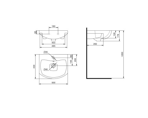 1.WH50.1.701 БАЛТИКА умывальник 50 см 1.WH50.1.701