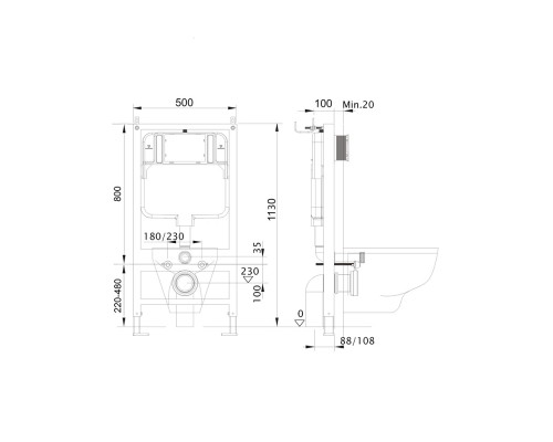SET AQUATEK ОБЕРОН WT (рама AQUATEK Standard INS-0000012(без клавиши и крепежа)+унитаз ОБЕРОН AQ1363WT-00 с тонким сиденьем soft-close SET AQUATEK ОБЕРОН WT