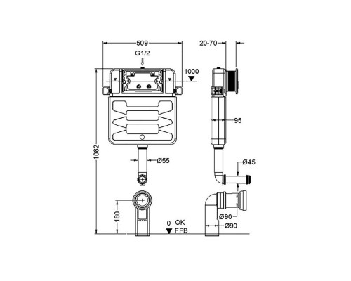 SET BW AQUATEK ЛИБРА N (смывной бачок AQUATEK INS-0000019+кнопка KDI-0000030+унитаз ЛИБРА New AQ1908N-00 с тонким сиденьем soft-close) SET BW AQUATEK ЛИБРА N-030 3в1