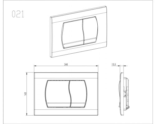 KDI-0000049 (021D) Панель смыва Черная (клавиши прямоугольные) KDI-0000049