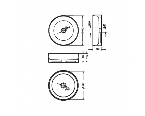 BEST SLIM Умывальник накладной 40 см Белый S1 (WB.CT/Best/40-N.Slim/WHT.G/S1) WB.CT/Best/40-N.Slim/WHT.G/S1