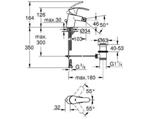 32929002 Eurosmart New Смеситель для биде с донным клапаном, хром (снят, до оконч складских остатков) 32929002