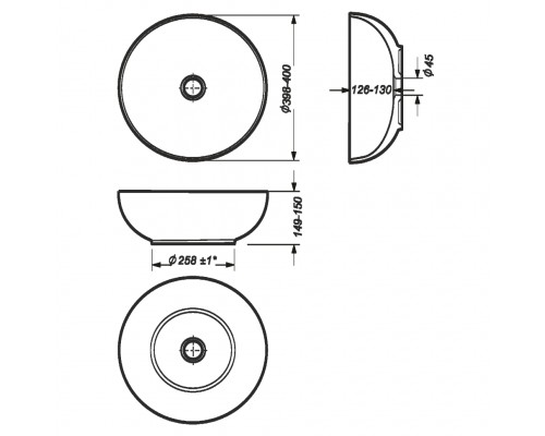 ART SLIM Умывальник накладной 40 см Белый S1 (WB.CT/Art/40-N.Slim/WHT.G/S1) WB.CT/Art/40-N.Slim/WHT.G/S1