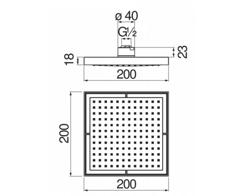 AD139/17CBM MIA верхний душ 20х20 см, матовый черный AD139/17CBM