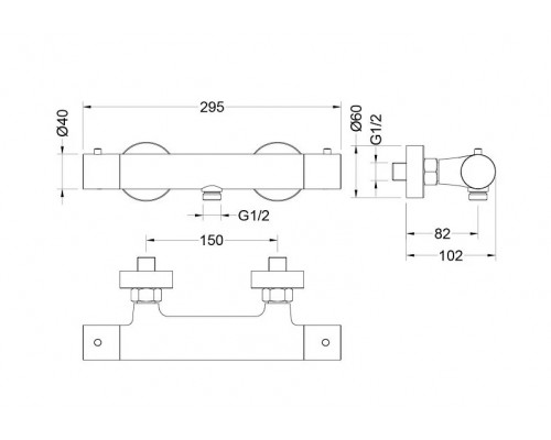 AQ1363BGM ЕВРОПА термостатический смеситель для душа, оружейная сталь (шлиф. черный хром) AQ1363BGM