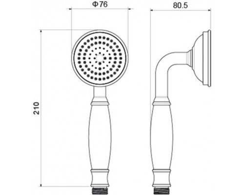 AQ2008PG КЛАССИК ручной душ 65 1jet, полир. золото AQ2008PG