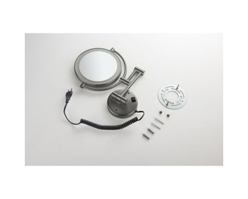 AQ4915BGM зеркало косметическое настенное с подсветкой 5х, оружейная сталь (шлиф. черный хром) AQ4915BGM