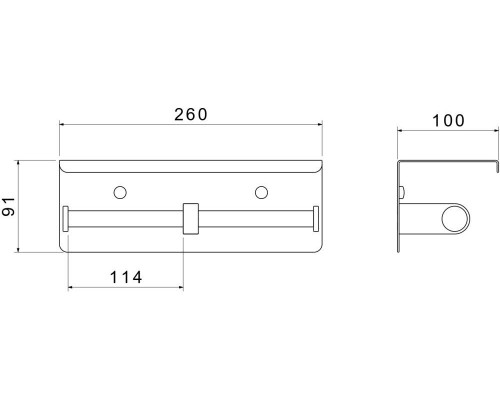 AQ4909MB ОБЕРОН бумагодержатель двойной с полкой, матовый черный AQ4909MB