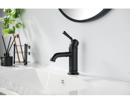 AQ1510MB КЛАССИК смеситель для раковины 72, без донного клапана, матовый черный AQ1510MB