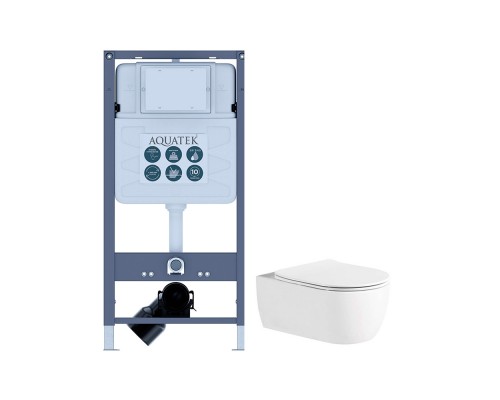 Set AQUATEK ЕВРОПА New-INSP01 рама AQUATEK INSP-0000001 +звукоизоляционная прокладка+унитаз ЕВРОПА AQ1106L-00+тонкое сиденье с механиз Set AQUATEK ЕВРОПА New-INSP01