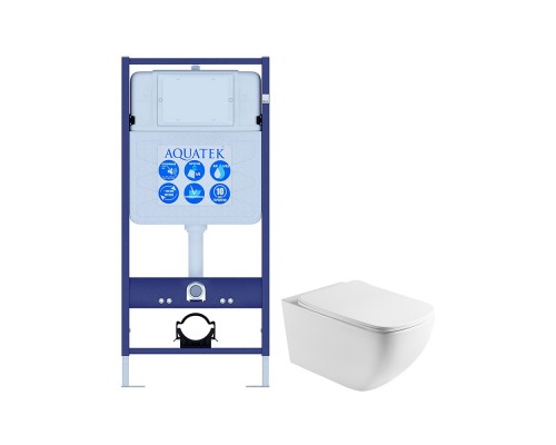 SET AQUATEK МЕДЕЯ T 2в1 (рама AQUATEK Standard INS-0000012(без клавиши и крепежа)+ унитаз AQ1537T-00 МЕДЕЯ Унитаз подвесной, с тонким сиденьем sc) SET AQUATEK МЕДЕЯ T 2в1