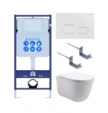 SET AQUATEK КЛАССИК-071 4в1 (рама AQUATEK Standard INS-0000012 +крепеж KKI-0000002+кнопкаKDI-0000071+унитаз КЛАССИК AQ1111-00 с крышкой) SET AQUATEK КЛАССИК-071 4в1