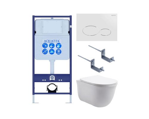 SET AQUATEK КЛАССИК-071 4в1 (рама AQUATEK Standard INS-0000012 +крепеж KKI-0000002+кнопкаKDI-0000071+унитаз КЛАССИК AQ1111-00 с крышкой) SET AQUATEK КЛАССИК-071 4в1