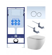 SET AQUATEK ЕВРОПА-015 4в1 (рама AQUATEK Standard INS-0000012 с клавишей KDI-0000015 и крепежом KKI-0000002+унитаз AQ1901-00 с тонким сиденьем sc) SET AQUATEK ЕВРОПА-015 4в1