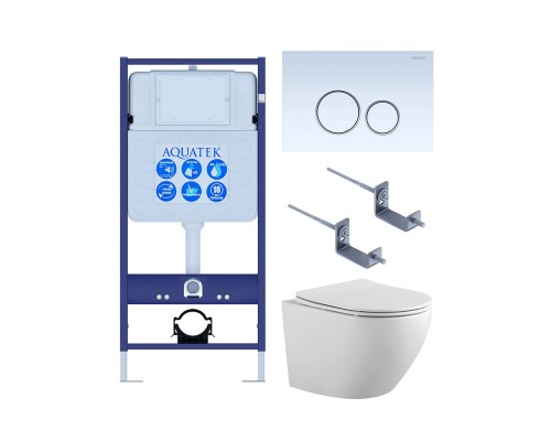 SET AQUATEK ЕВРОПА-015 4в1 (рама AQUATEK Standard INS-0000012 с клавишей KDI-0000015 и крепежом KKI-0000002+унитаз AQ1901-00 с тонким сиденьем sc) SET AQUATEK ЕВРОПА-015 4в1