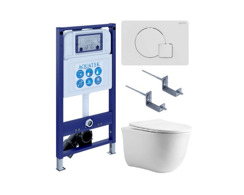 SET AQUATEK КЛАССИК cm-066 4в1 (рама AQUATEK INS-0000025 +крепление KKI-0000002 +кнопка KDI-0000066 +унитаз AQ1112-00 +тонкое сиденье с механиз) SET AQUATEK КЛАССИК cm-066 4в1