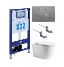 SET AQUATEK КЛАССИК cm-070 4в1 (рама AQUATEK INS-0000025 +крепление KKI-0000002 +кнопка KDI-0000070 +унитаз AQ1112-00 +тонкое сиденье с механиз) SET AQUATEK КЛАССИК cm-070 4в1