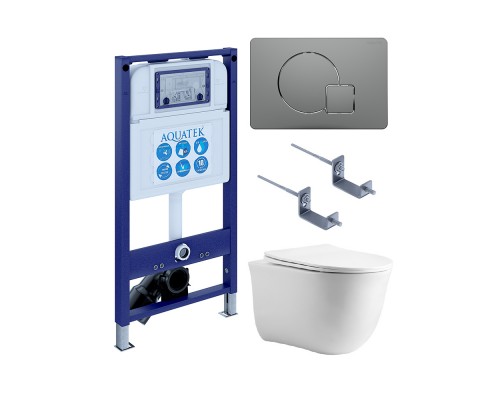 SET AQUATEK КЛАССИК cm-070 4в1 (рама AQUATEK INS-0000025 +крепление KKI-0000002 +кнопка KDI-0000070 +унитаз AQ1112-00 +тонкое сиденье с механиз) SET AQUATEK КЛАССИК cm-070 4в1