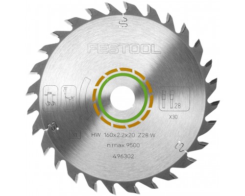 Пильный диск FESTOOL с мелким зубом 160x2,2x20 W28 (496302)