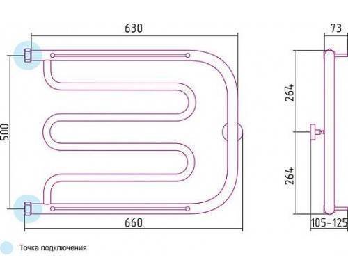 Сунержа Лира Полотенцесушитель водяной 65x50h, цвет: без покрытия 00-0012-5065 Сунержа Лира Полотенцесушитель водяной 65x50h, цвет: без покрытия 00-0012-5065