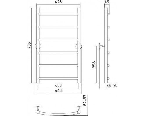 Стилье Универсал-50 Полотенцесушитель водяной для ГВС 46x73,6h см, цвет: без покрытия 00650-8040