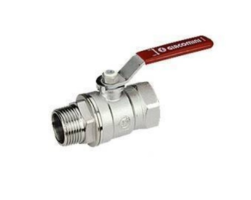 Кран шаровой, R254DL, 2, ВН, ручка-рычаг красный, хромированный Кран шаровой, R254DL, 2, ВН, ручка-рычаг красный, хромированный