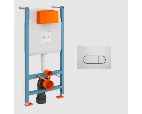 Инсталляция, Vitra, Core, для унитаза, шгв 480-80-1110, с клавишей Root R 740-2280 цвет-хром глянцевый
