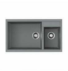 Мойка, OMOIKIRI, Tedori, шгв 860-500-240, отверстия для смесителя-2 промаркированных, чаши-2, цвет-Leningrad grey