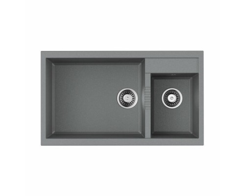 Мойка, OMOIKIRI, Tedori, шгв 860-500-240, отверстия для смесителя-2 промаркированных, чаши-2, цвет-Leningrad grey
