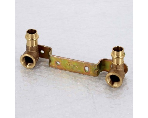 Водорозетка пресс двойная на рельефной планке Sanpress VIEGA 15х1/2"х150