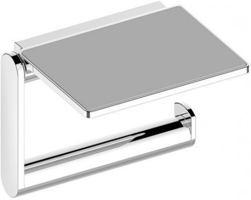 14973010000 PLAN Держатель для туалетной бумаги с полочкой с серой противоскользящей вкладкой, хром 14973010000