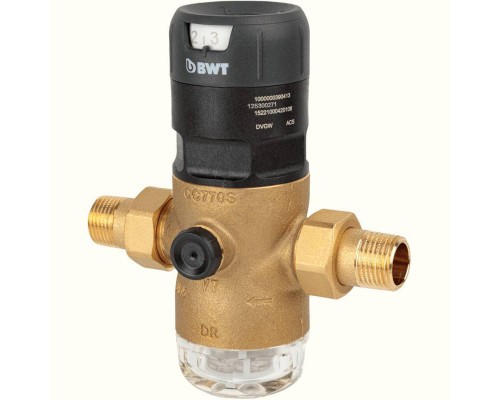 Редуктор давления BWT 3/4" 1.5-7 бар PN25 D1 Eco латунь для г/в латунная колба с разъем. соед