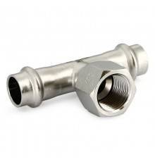 Тройник пресс-В UNI-FITT 22 х 1/2" х 22 нержавеющая сталь