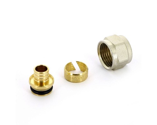 Соединитель обжим-В резьба евроконус для PEX трубы TIEMME 16(2,2)х1/2"EK