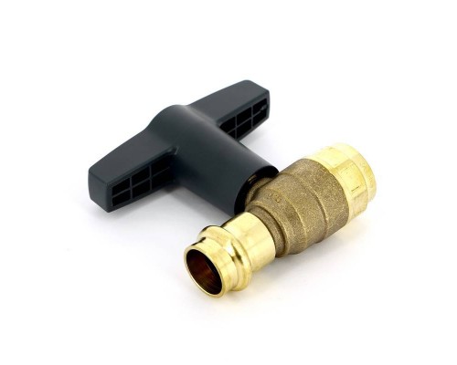 Кран шаровой BB EASYTOP VIEGA пресс-B 18 х 1/2" бронза SC-Contur высокая Т-ручка