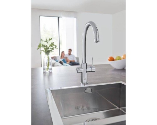 Смеситель для кухонной мойки GROHE Blue Home с функциями фильтрации, охлаждения и газирования воды, хром (31455001)